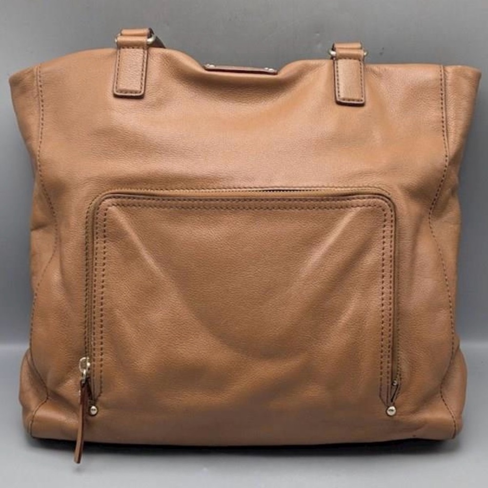 Kate Spade Tan Leather Tote Bag with Spacious Design